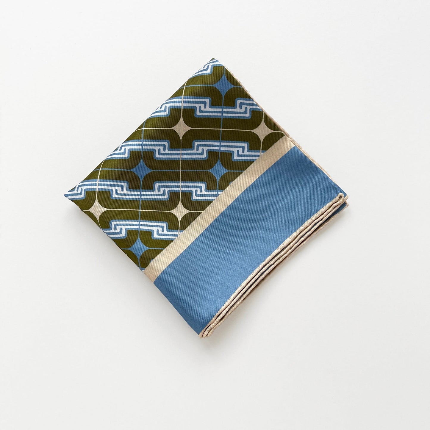 Retro Geometric Silk Square Scarf - 65cm Double-Sided Print Men's Square Neckerchief