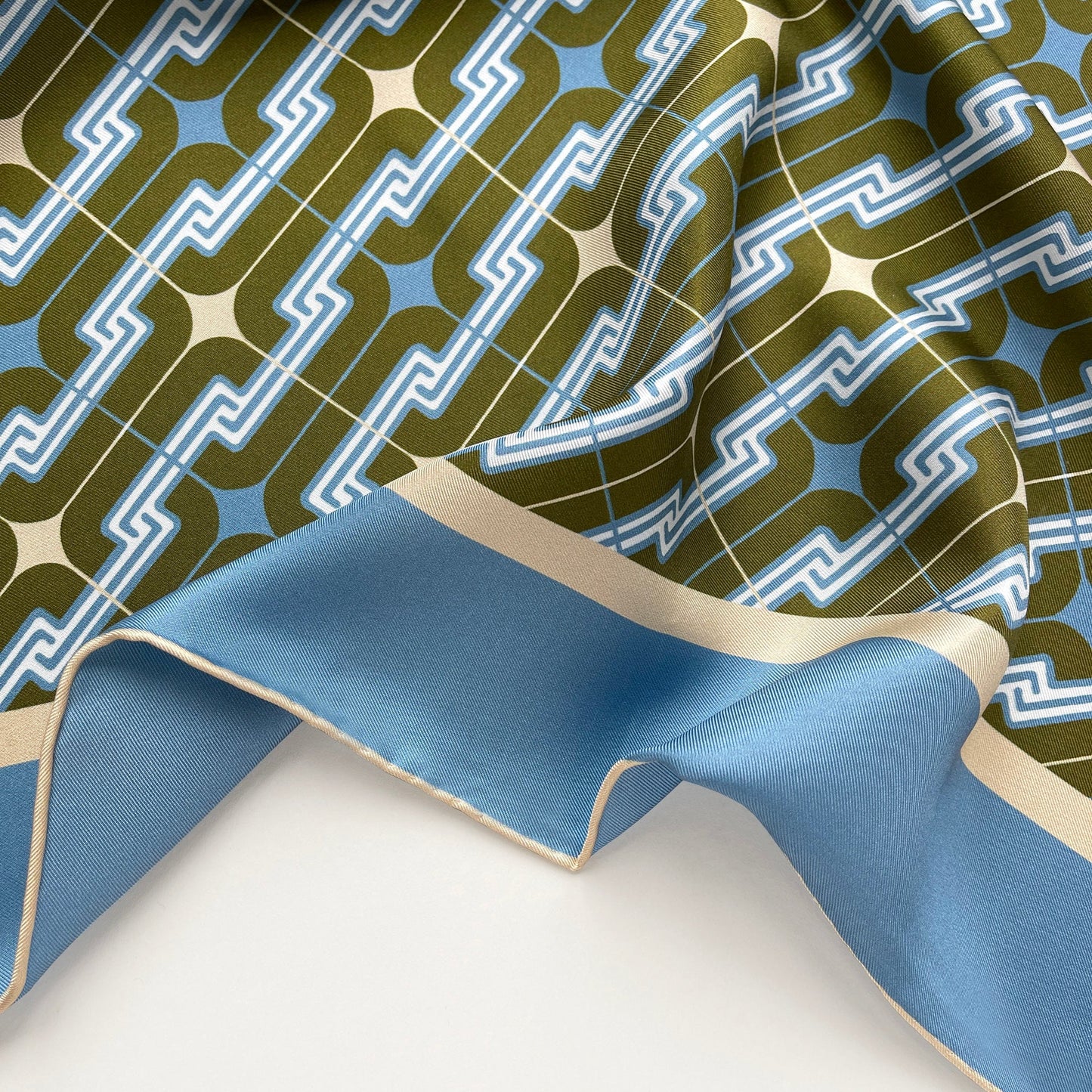 Retro Geometric Silk Square Scarf - 65cm Double-Sided Print Men's Square Neckerchief