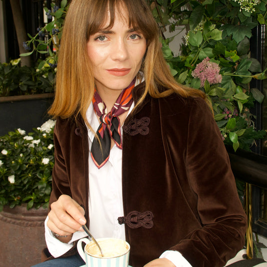 Berry Blossom Silk Scarf - 53cm Hand-Rolled Bandana Neck Scarf