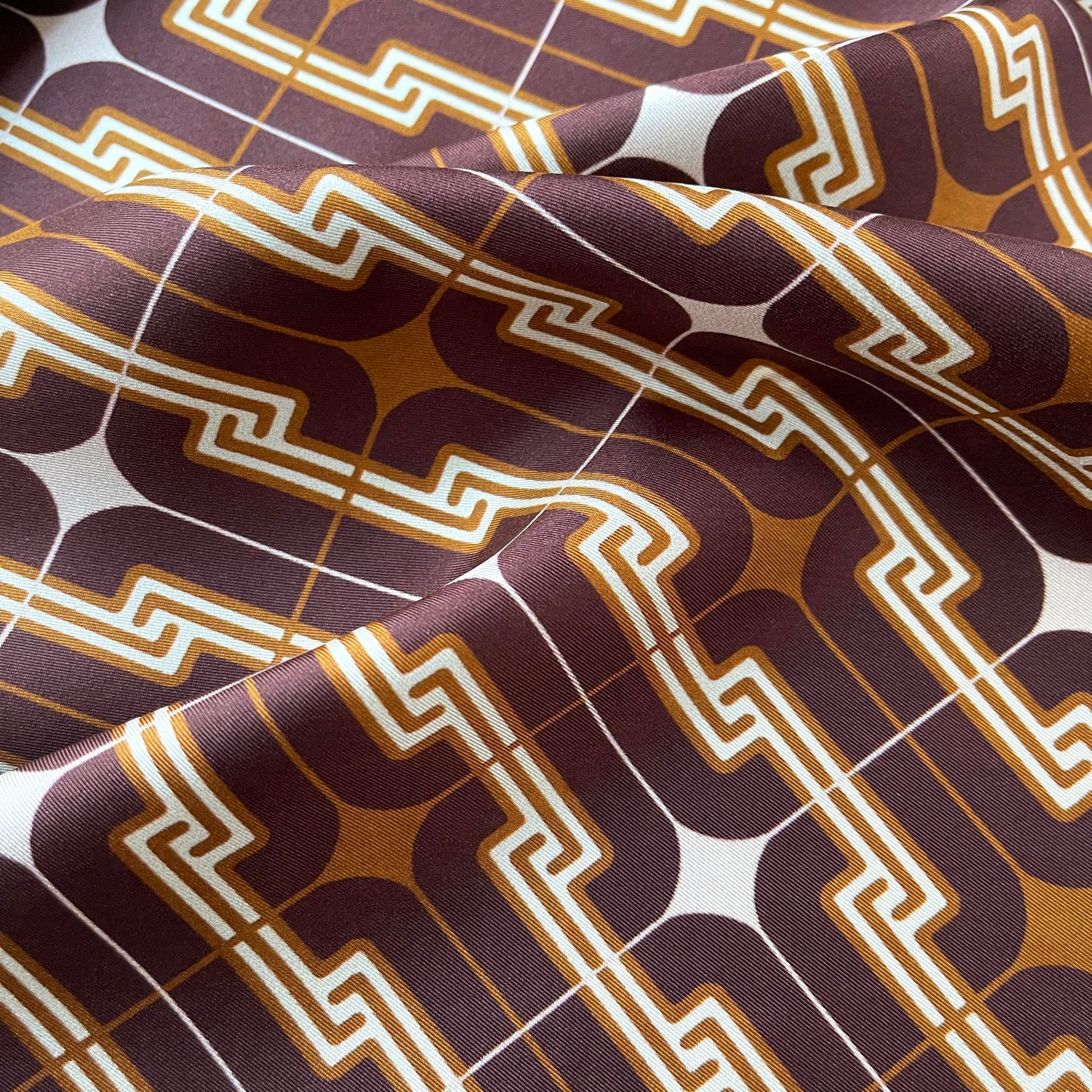 Retro Geometric Silk Square Scarf - 65cm Double-Sided Print Men's Square Neckerchief