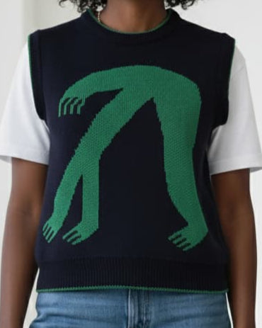 Organic Cotton Knit Jumper Vest - Blue