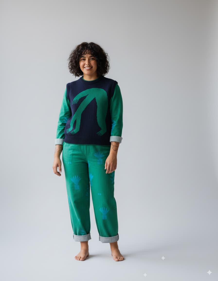 Organic Cotton Knit Jumper Vest - Blue