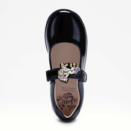 Lelli Kelly Bella Unicorn Navy Patent School Shoes