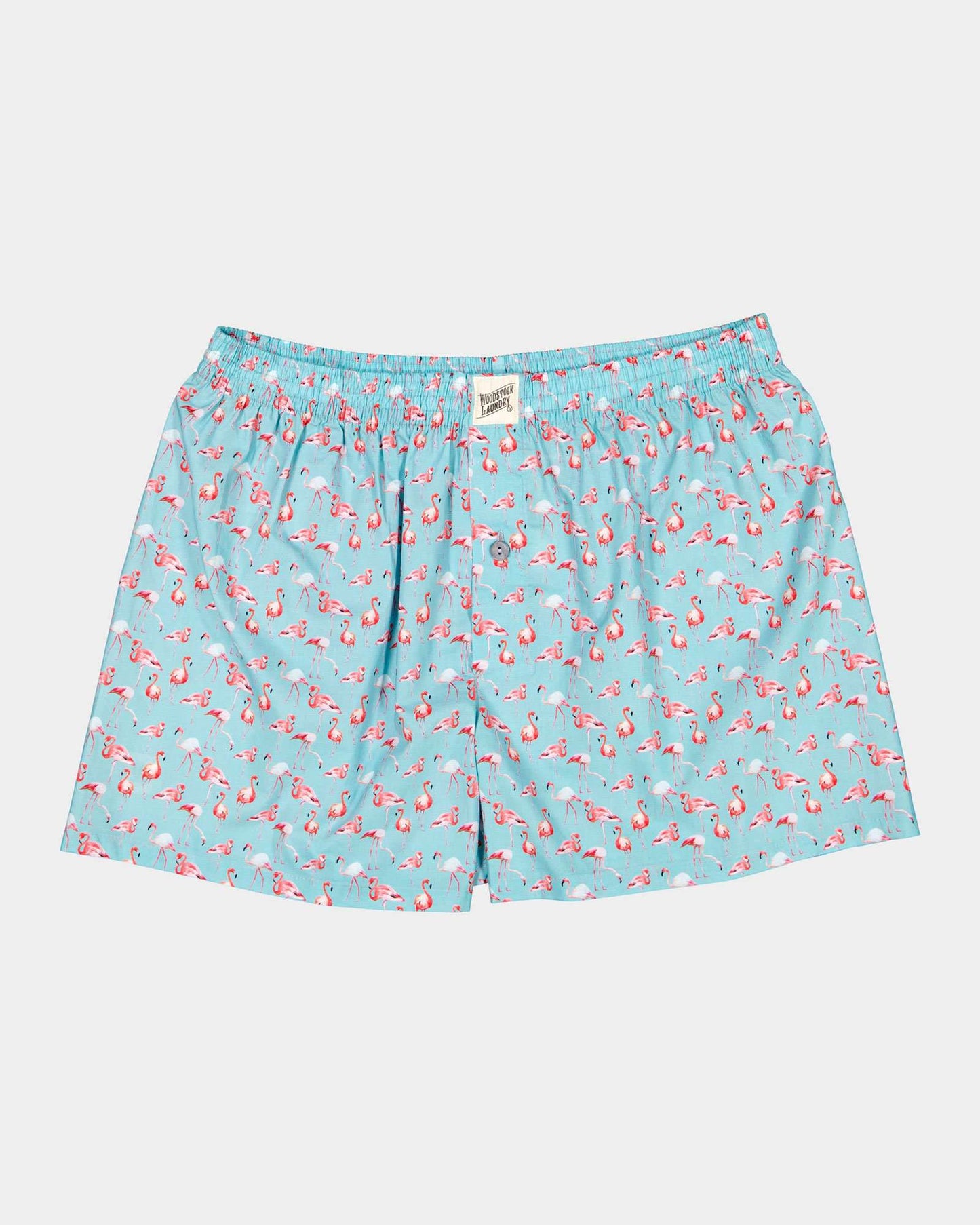 Mens Boxer Shorts - Blue Flamingos