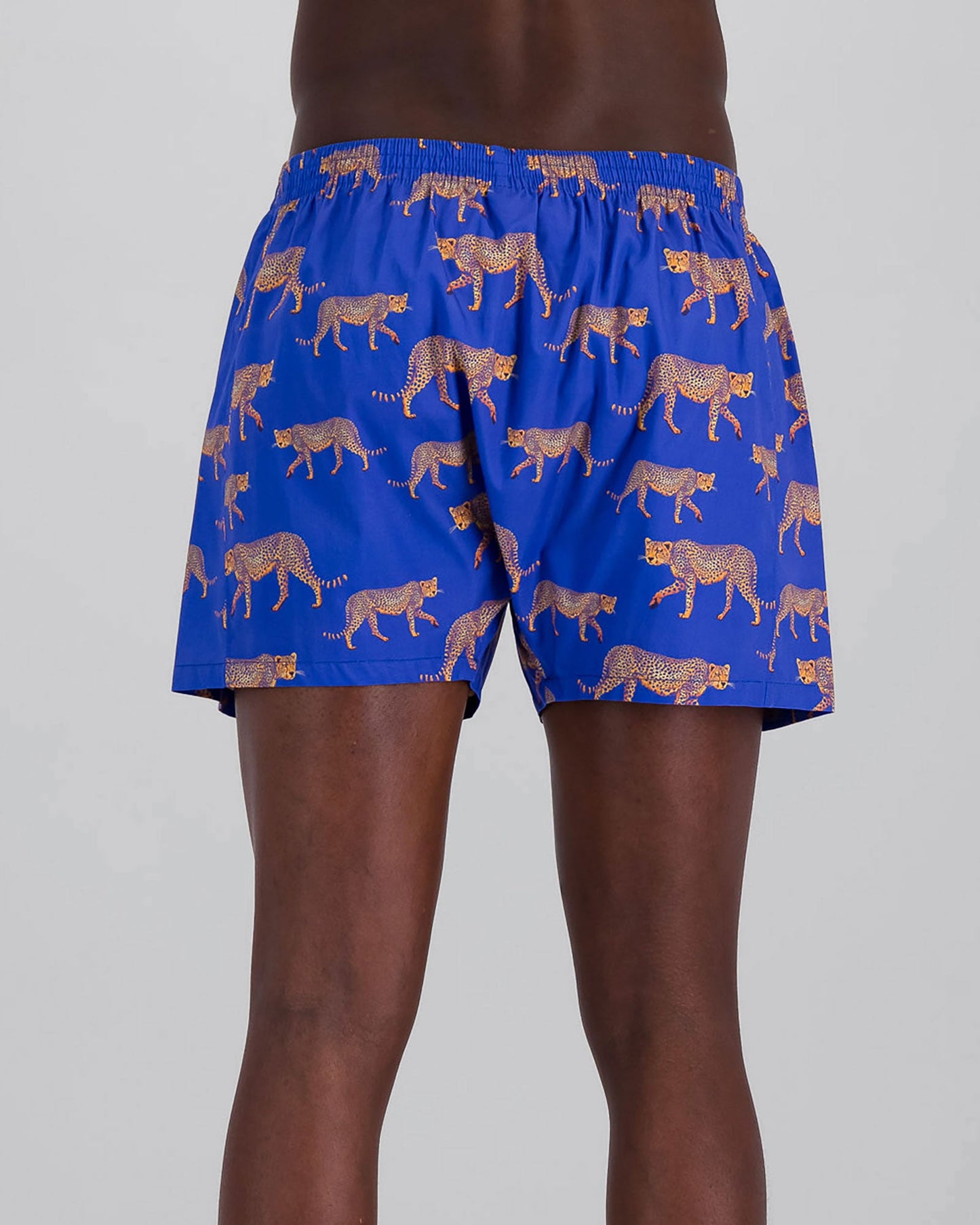 Mens Boxer Shorts - Blue Cheetahs