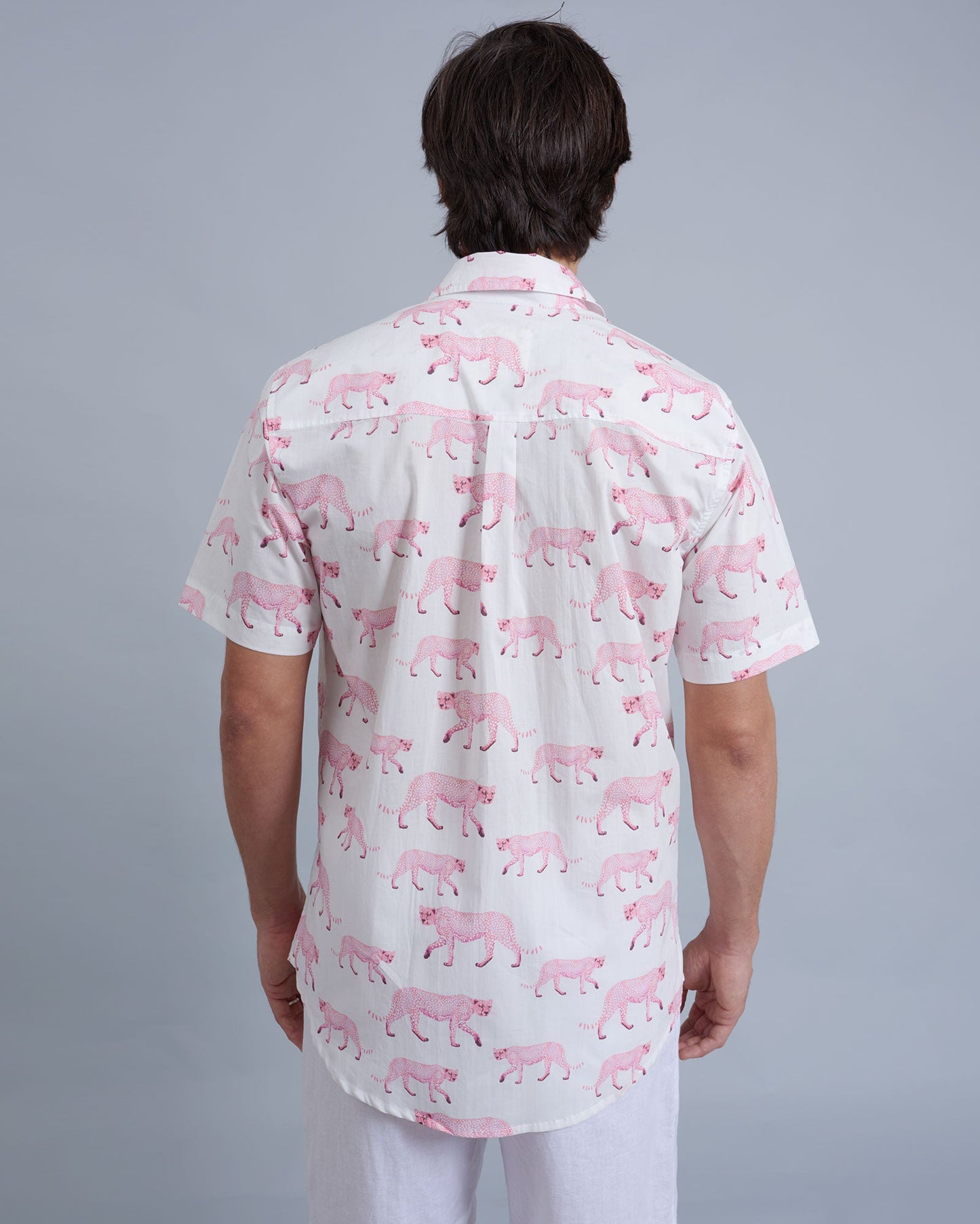 Mens Holiday Shirt - Pink Cheetahs