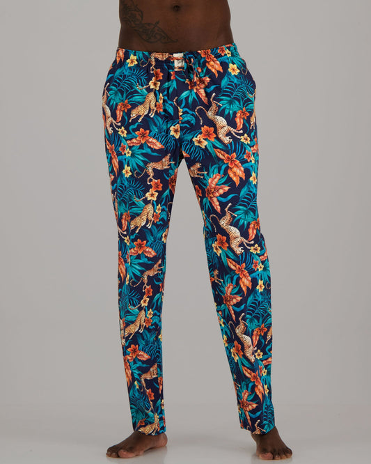 Mens Lounge Pants - Jungle Cheetahs Navy