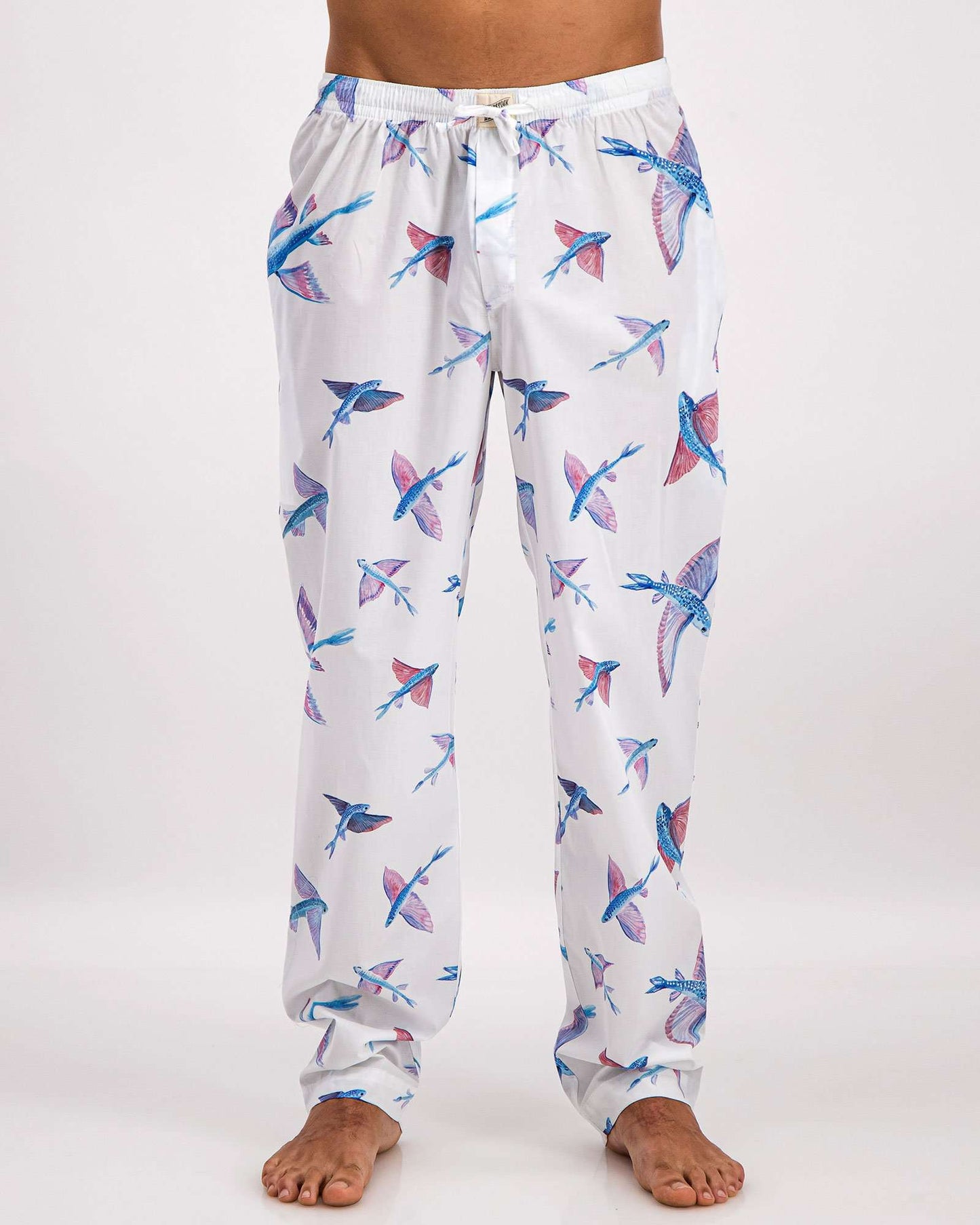 Mens Lounge Pants - Flying Fish White
