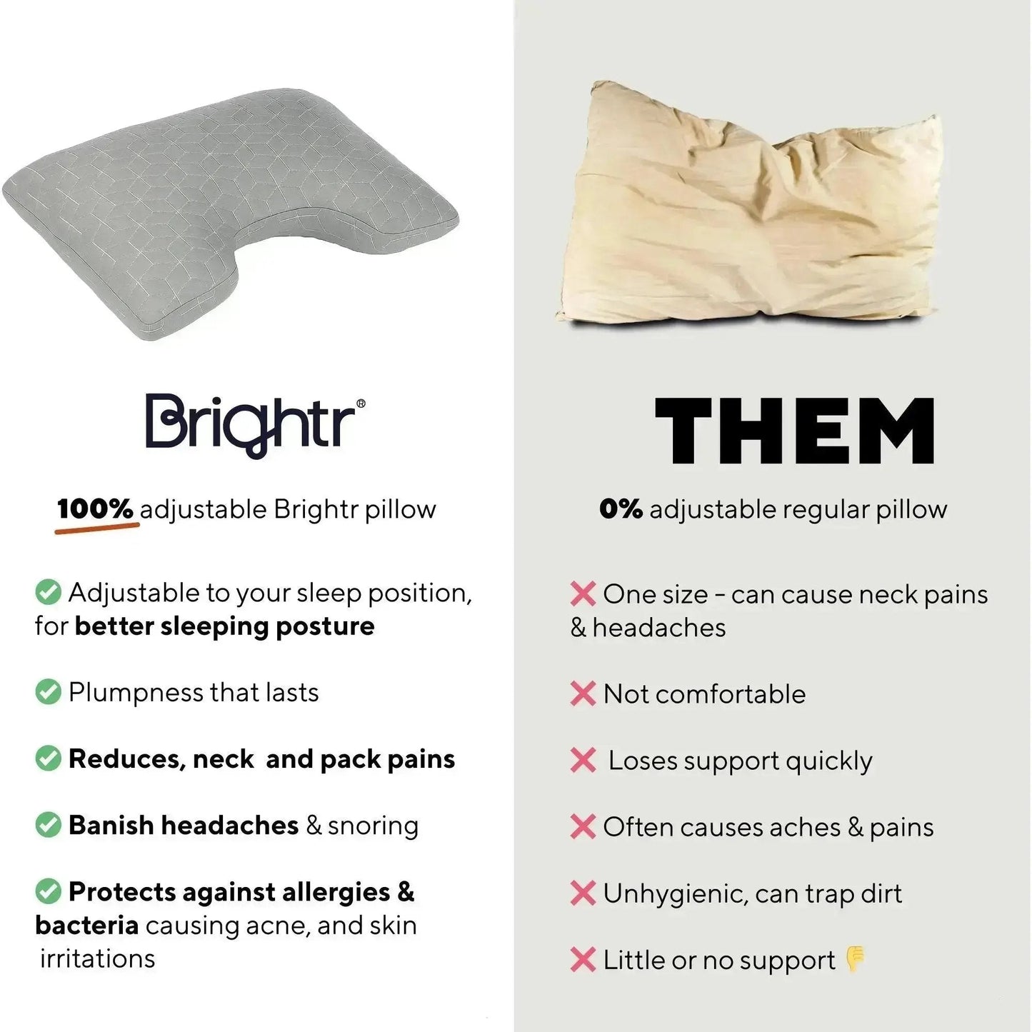 Brightr® MoonHug Adjustable Memory Foam pillow Bundle