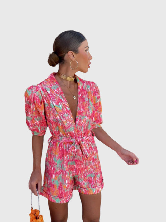 Sam – Abstract Belted Playsuit