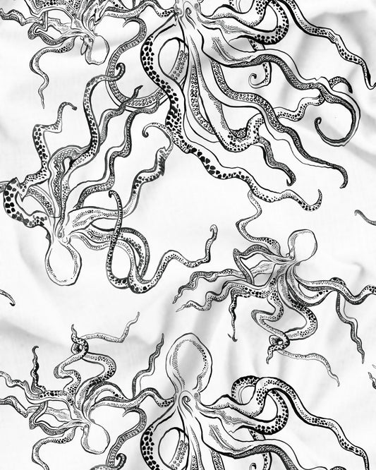 Womens Short Pyjamas - Octopus White