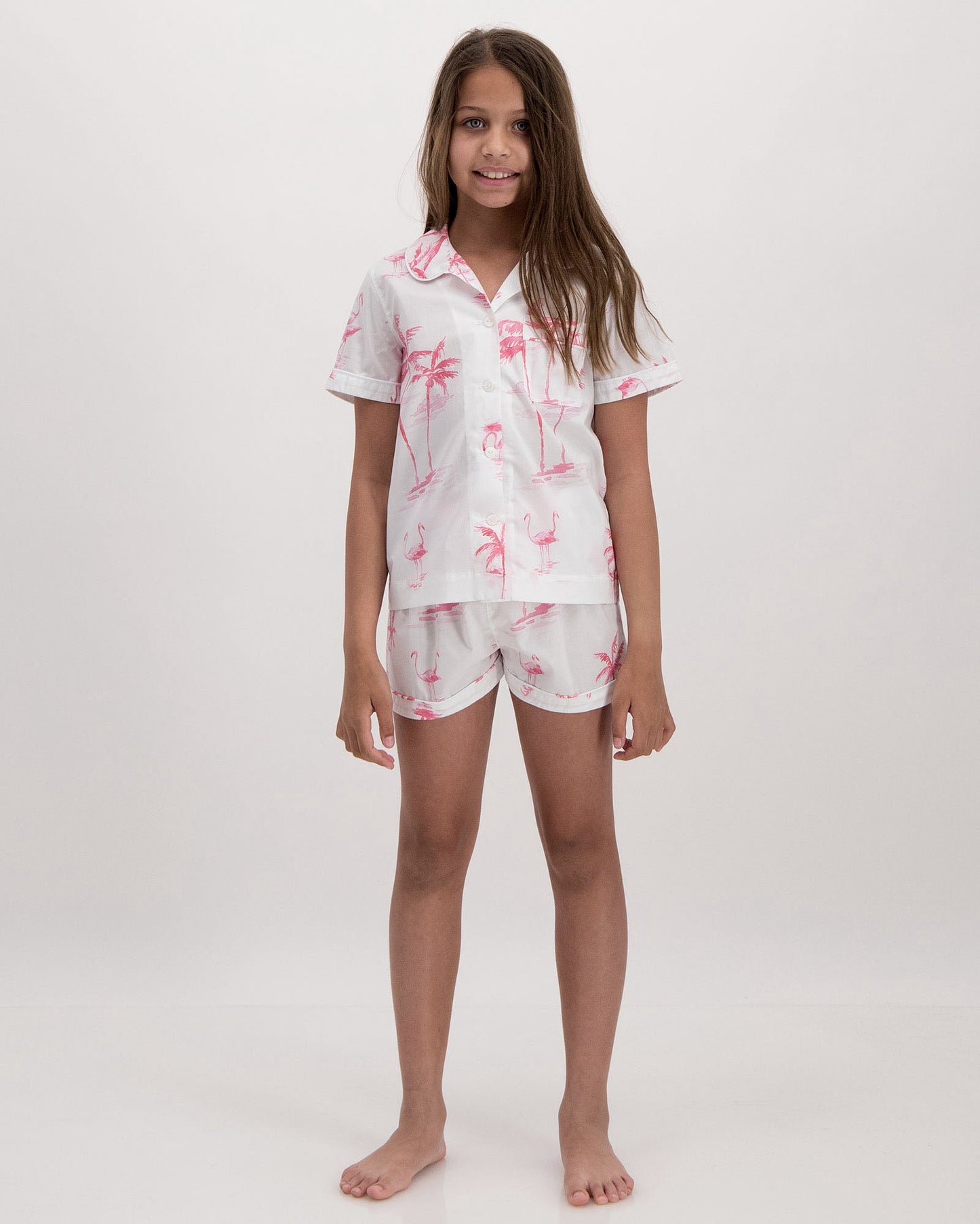 Girls Short Pyjamas - Pink Palms