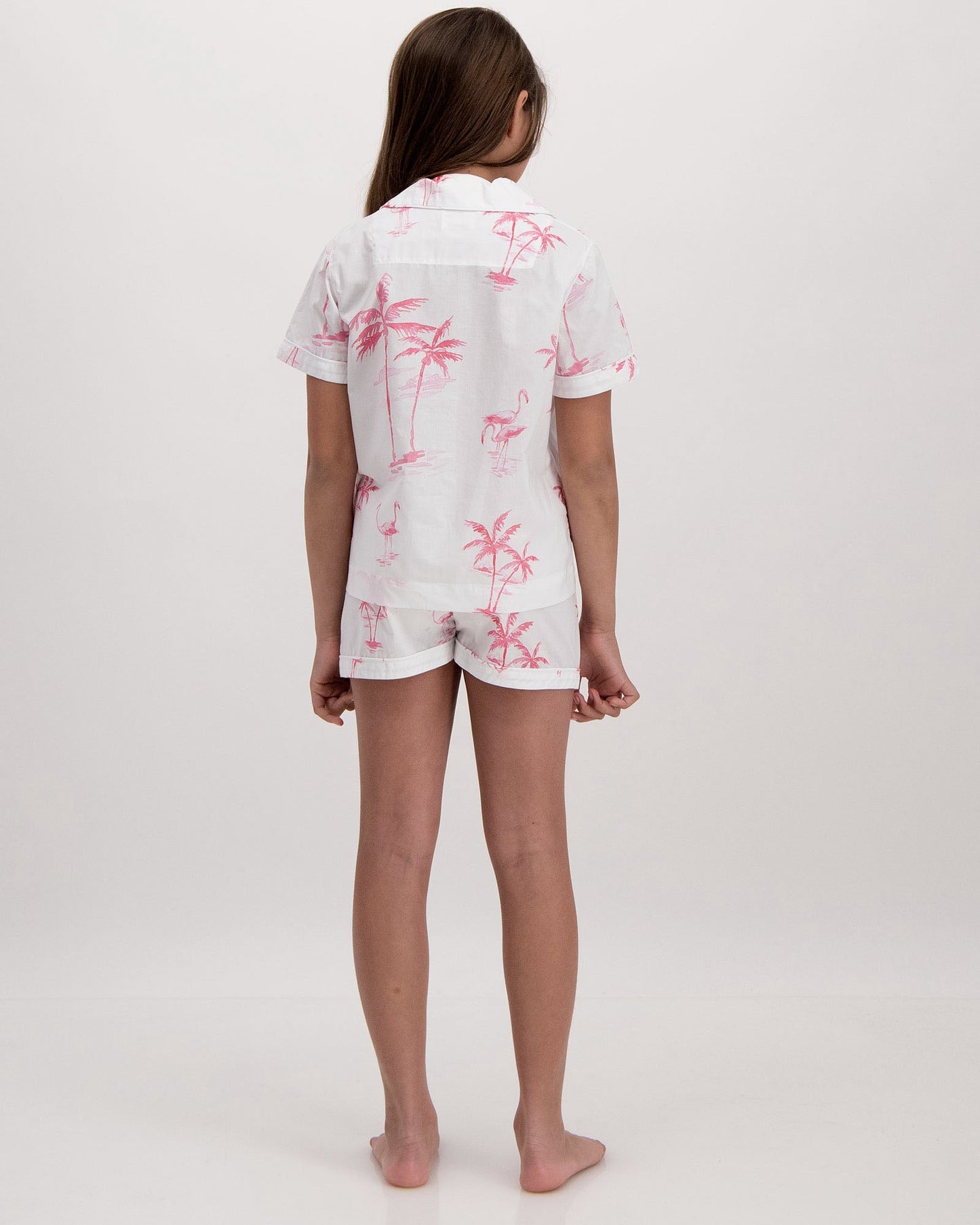 Girls Short Pyjamas - Pink Palms