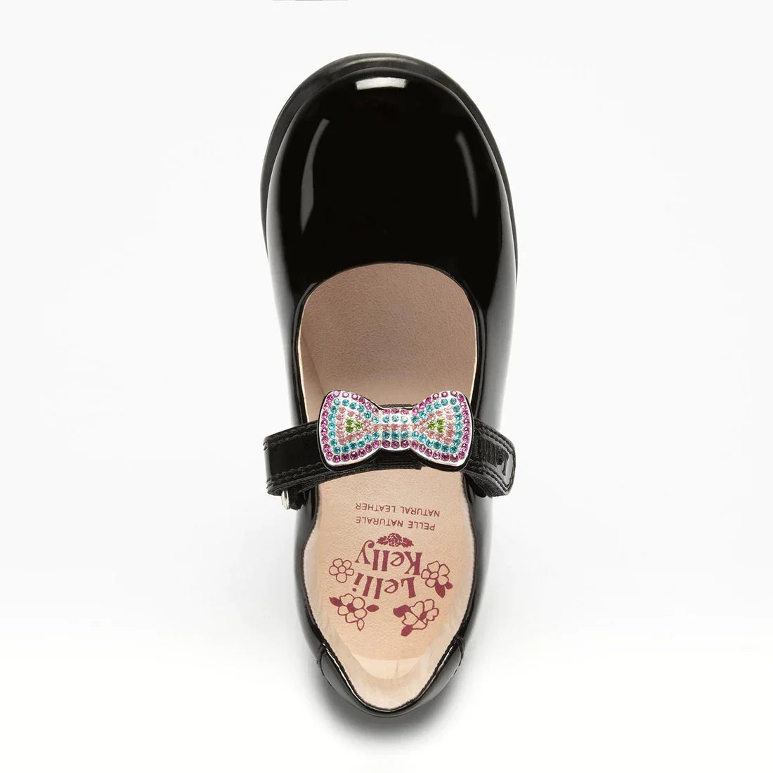 Lelli Kelly Erin 2 Bow Black Patent School Shoes  Girls Removable Bows