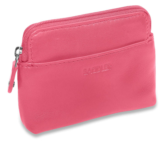 Compact Leather Zip-Top Purse "Pia" – Handmade by Saddler | RFID Protected & Gift Boxed | Multi-Functional Card, Coin & Key Holder