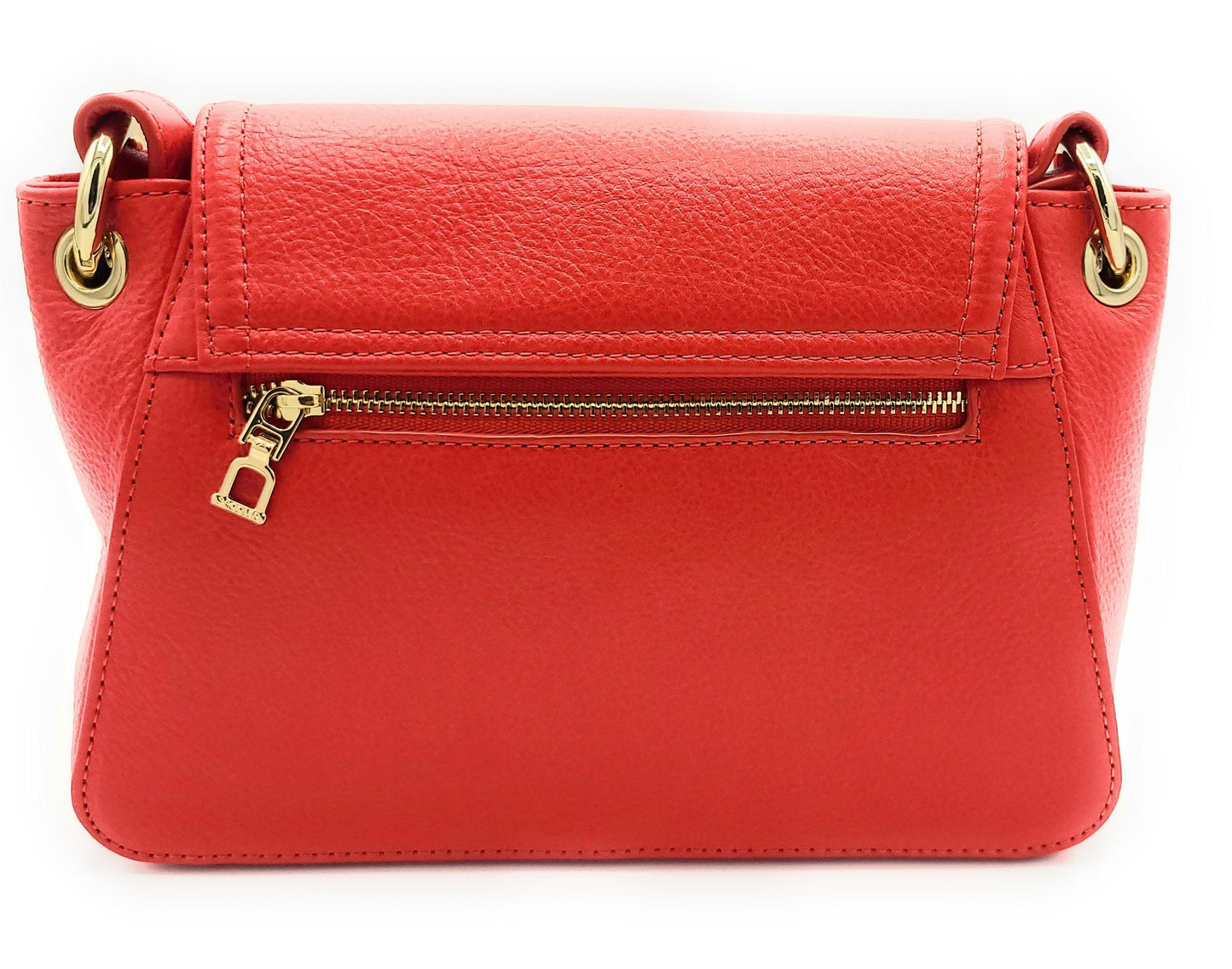 SADDLER EMMA  Real Leather Designer Flapover Handbag with Ring Detail