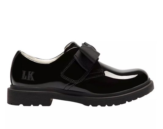 Miss LK  Lelli Kelly Faye Girls Black Patent Bow School Shoes