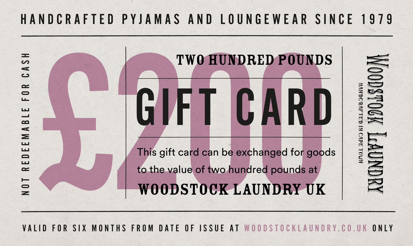 Woodstock Laundry UK Gift Card