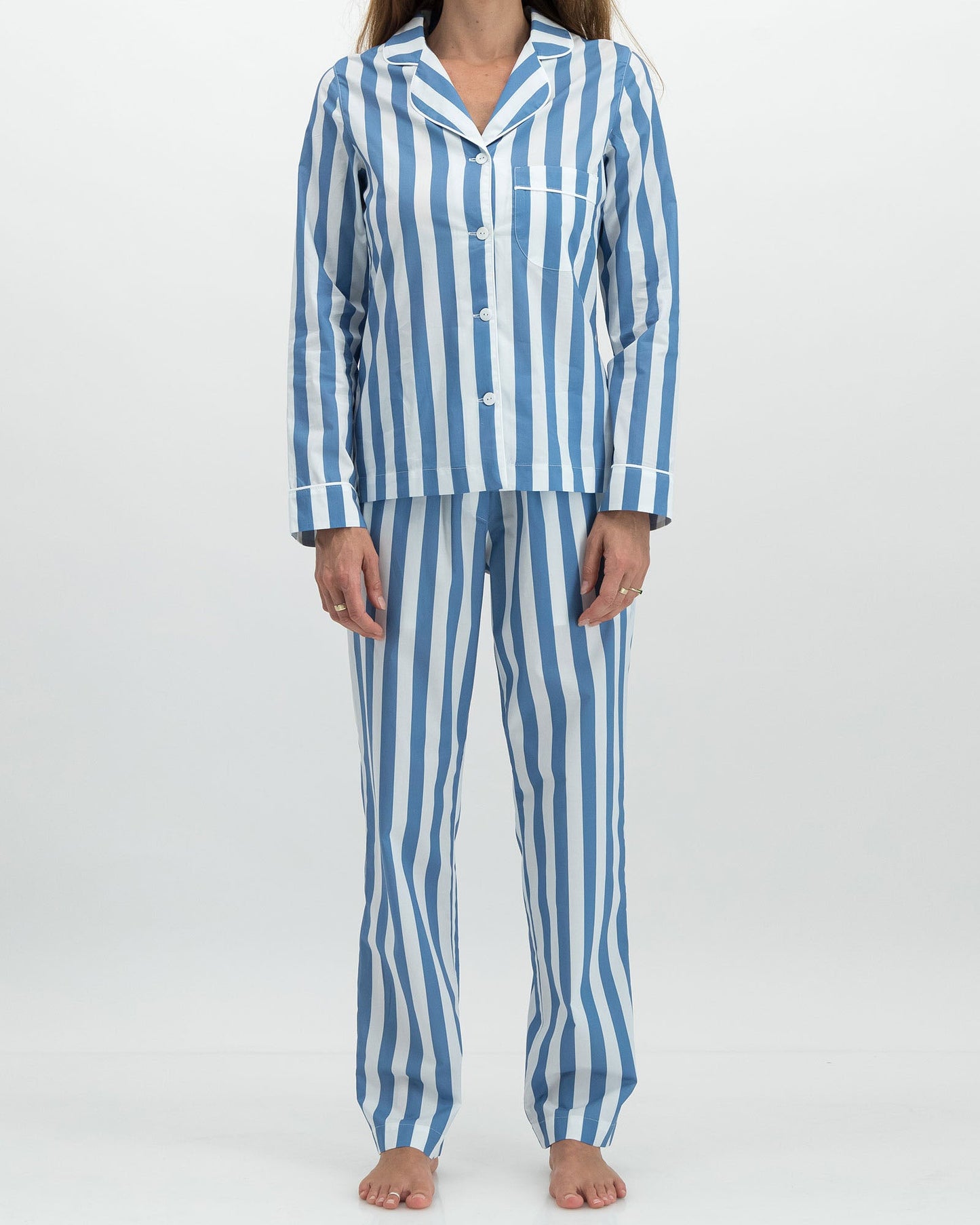 Womens Long Pyjamas - Beach Stripe