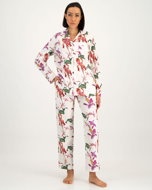 Womens Long Pyjamas - Iris White