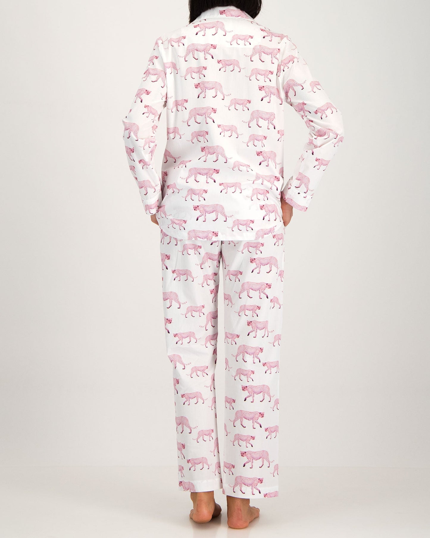 Womens Long Pyjamas - Pink Cheetahs