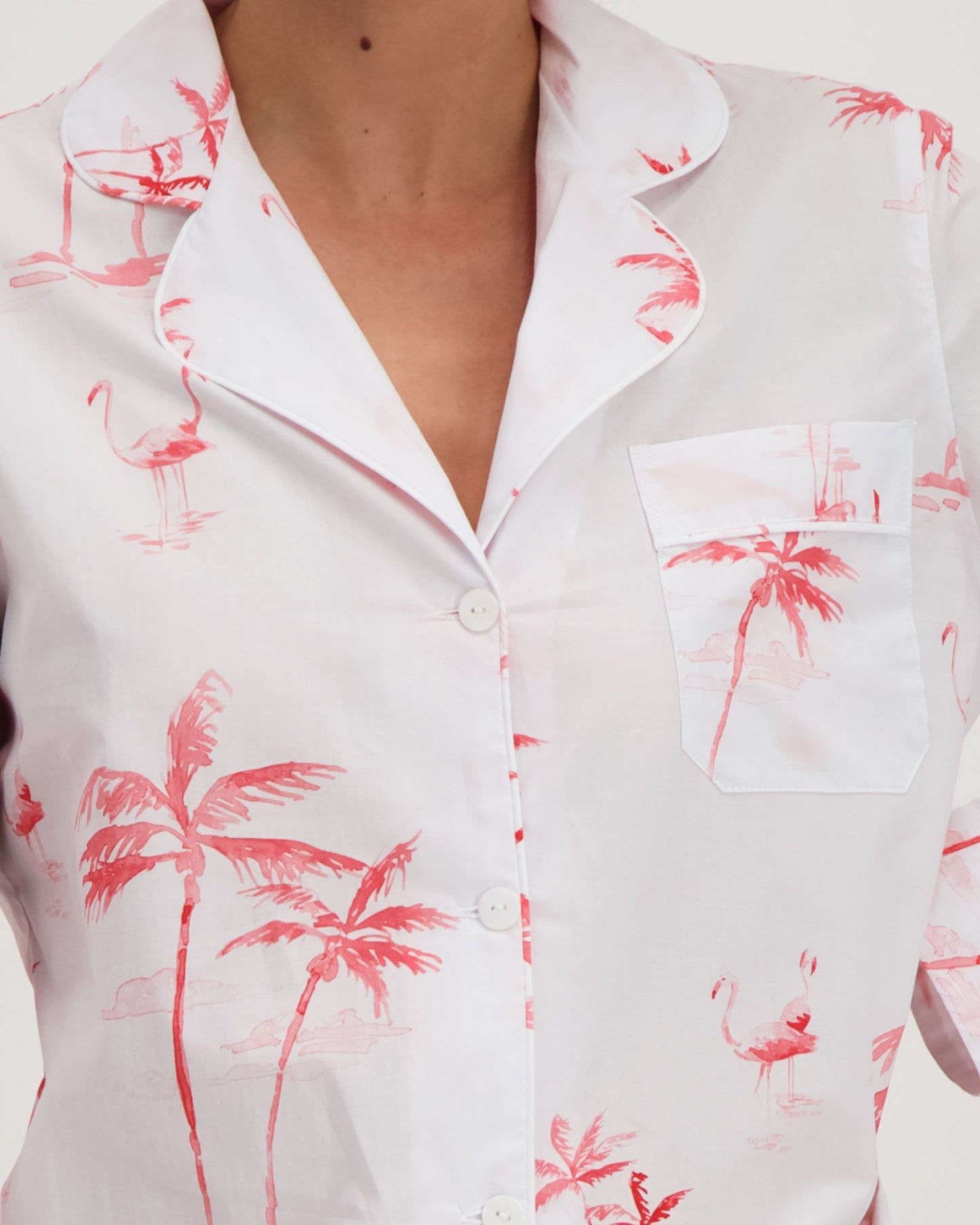 Womens Long Pyjamas - Pink Palms