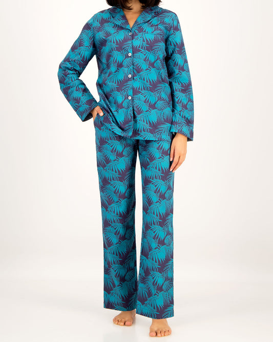 Womens Long Pyjamas - Tropical Green