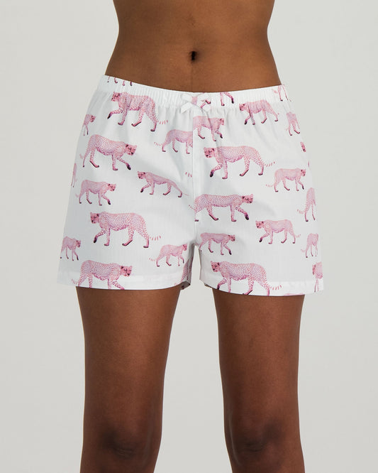 Womens Lounge Shorts - Pink Cheetahs