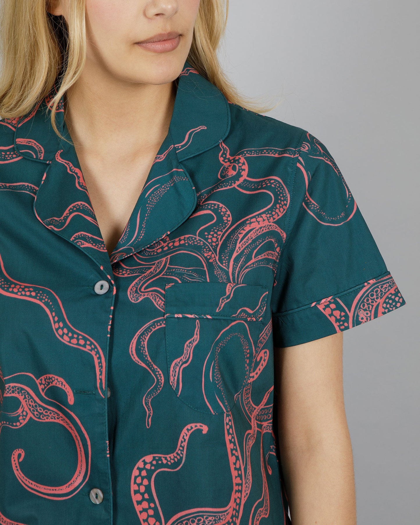 Womens Short Pyjamas - Octopus Pink