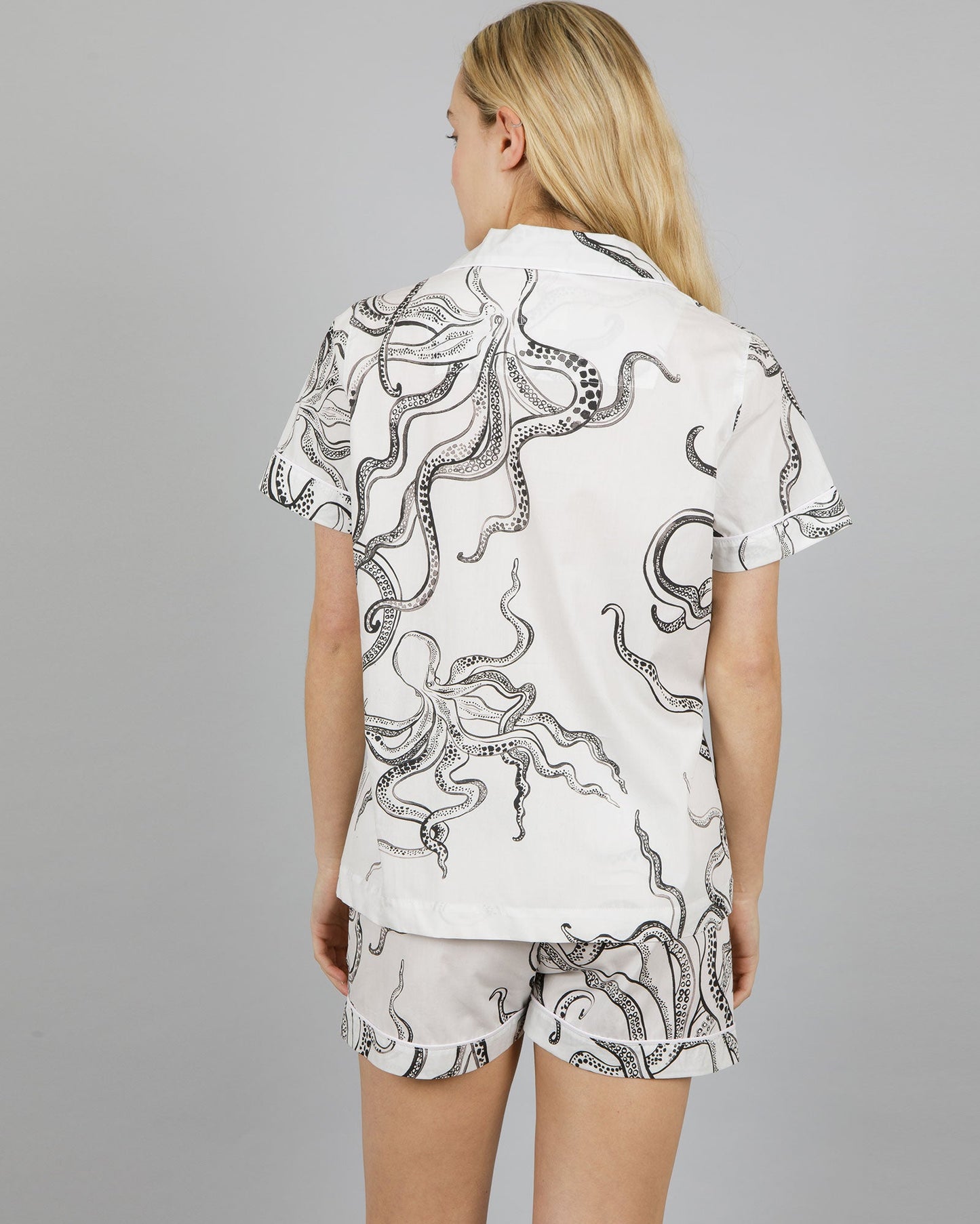 Womens Short Pyjamas - Octopus White