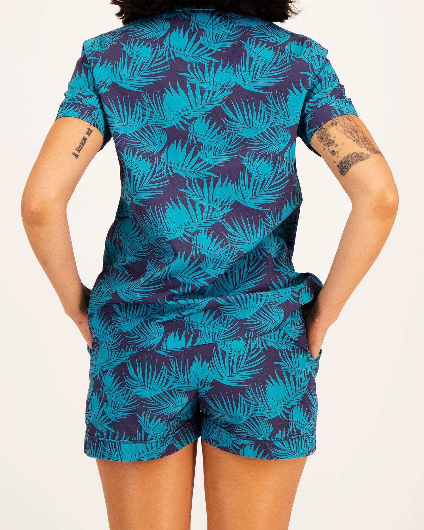 Womens Short Pyjamas - Tropical Green