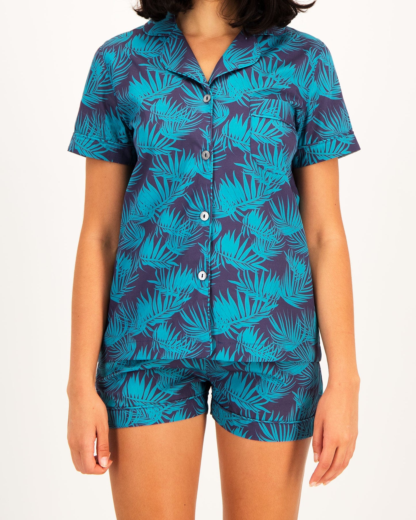 Womens Short Pyjamas - Tropical Green