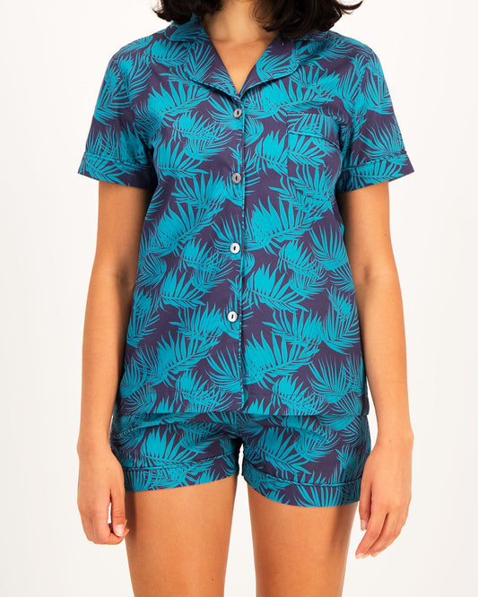 Womens Short Pyjamas - Tropical Green
