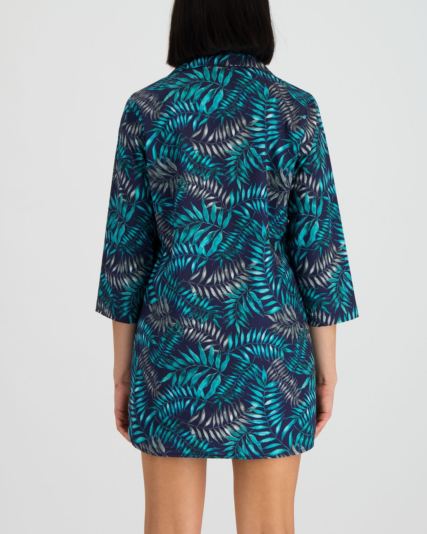 Women's Sleep Shirt - Palm Leaves Navy