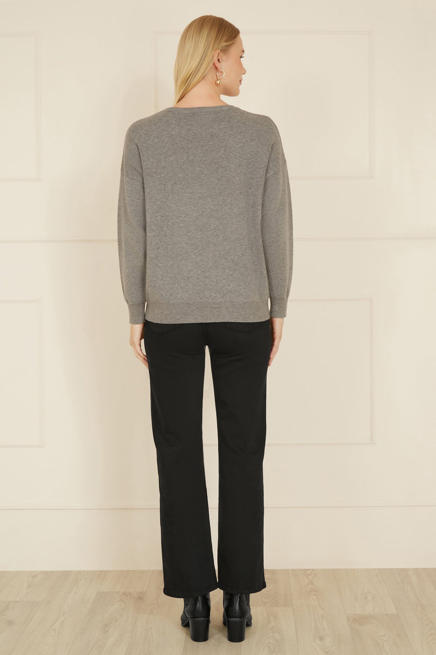 Yumi Grey Christmas Festive Penguin Knitted Jumper