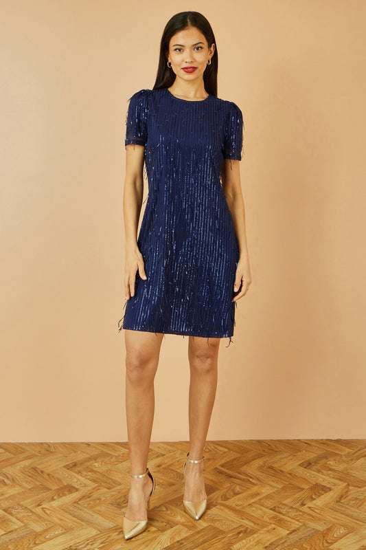 Yumi Navy Dripping Sequin Tunic Dress