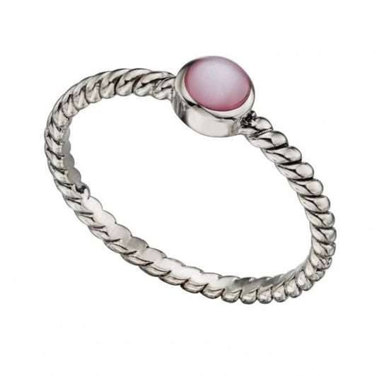 Beginnings  Sterling Silver Pink Mother Of Pearl Twisted Ring R3377P