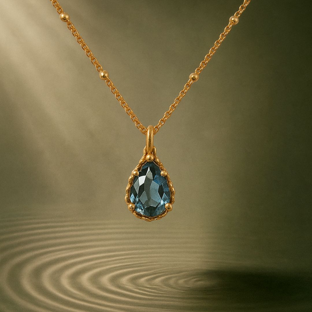Gold Vermeil Blue Topaz Necklace - Aurelia