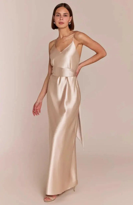 Brooklyn Dress in Champagne Satin