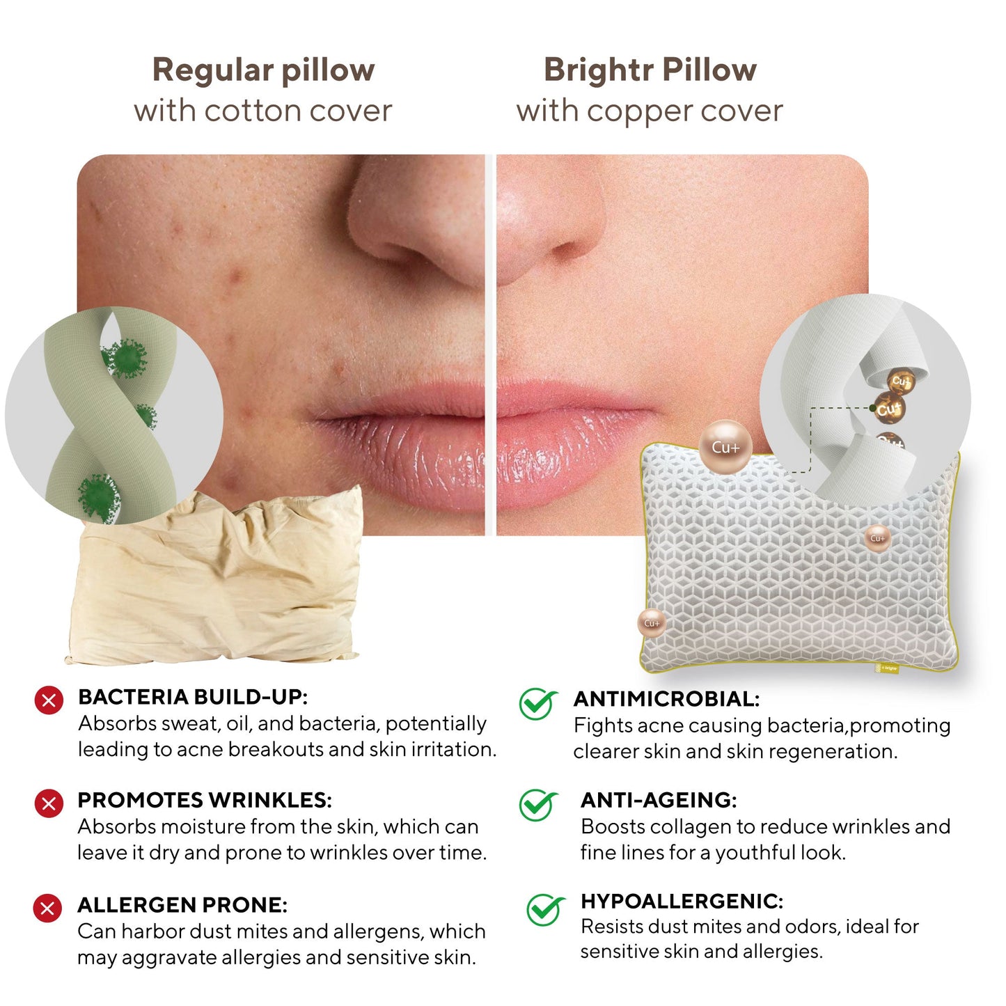 Brightr® Luna adjustable memory foam pillow bundle