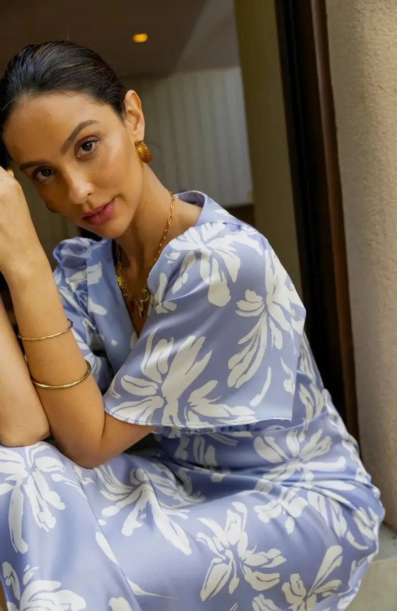 Ellis Dress in Blue Lily Print