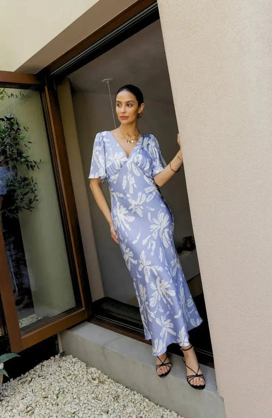 Ellis Dress in Blue Lily Print