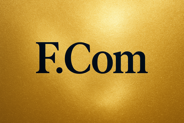 F.Com® Logo with Shimmering Gold Background