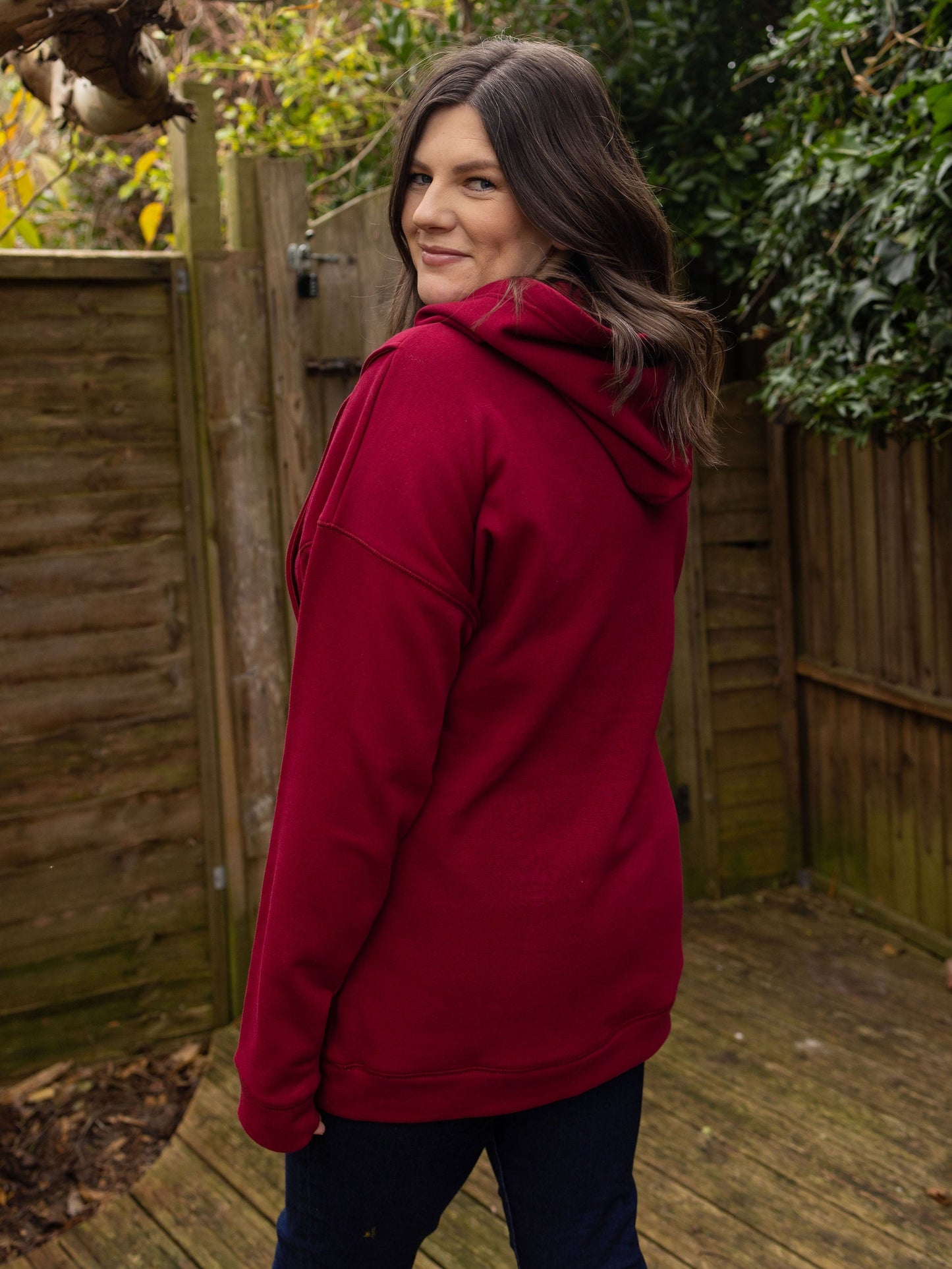 Fleece Lined Burgundy Breastfeeding Hoodie Pre