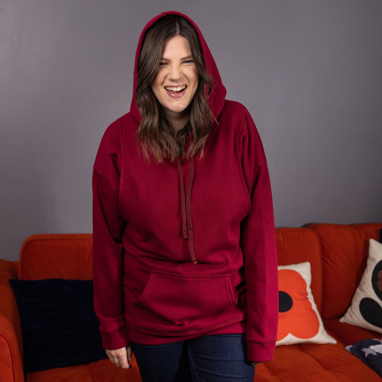 Fleece Lined Burgundy Breastfeeding Hoodie Pre