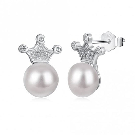 Fresh Water Pearl Sparkling Crown Earrings ERLE074