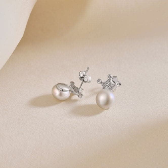 Fresh Water Pearl Sparkling Crown Earrings ERLE074