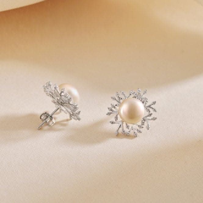 Fresh Water Pearl Sparkling Leaves Earrings ERLE023