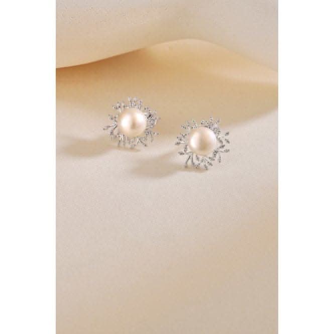 Fresh Water Pearl Sparkling Leaves Earrings ERLE023