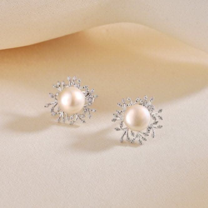 Fresh Water Pearl Sparkling Leaves Earrings ERLE023